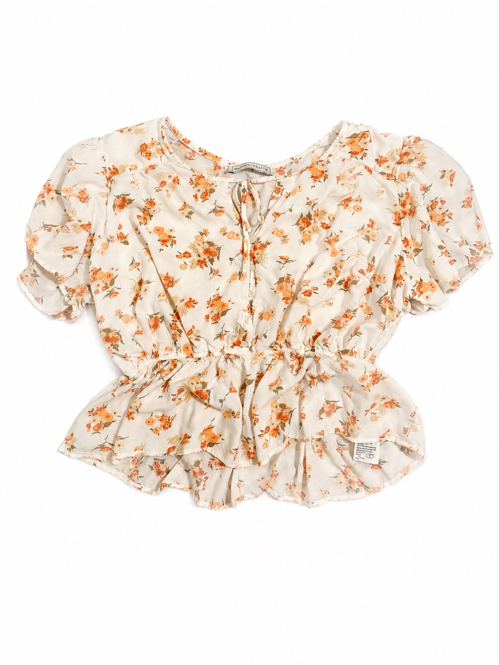 Abercrombie & Fitch Cream Blouse with Orange Floral Print